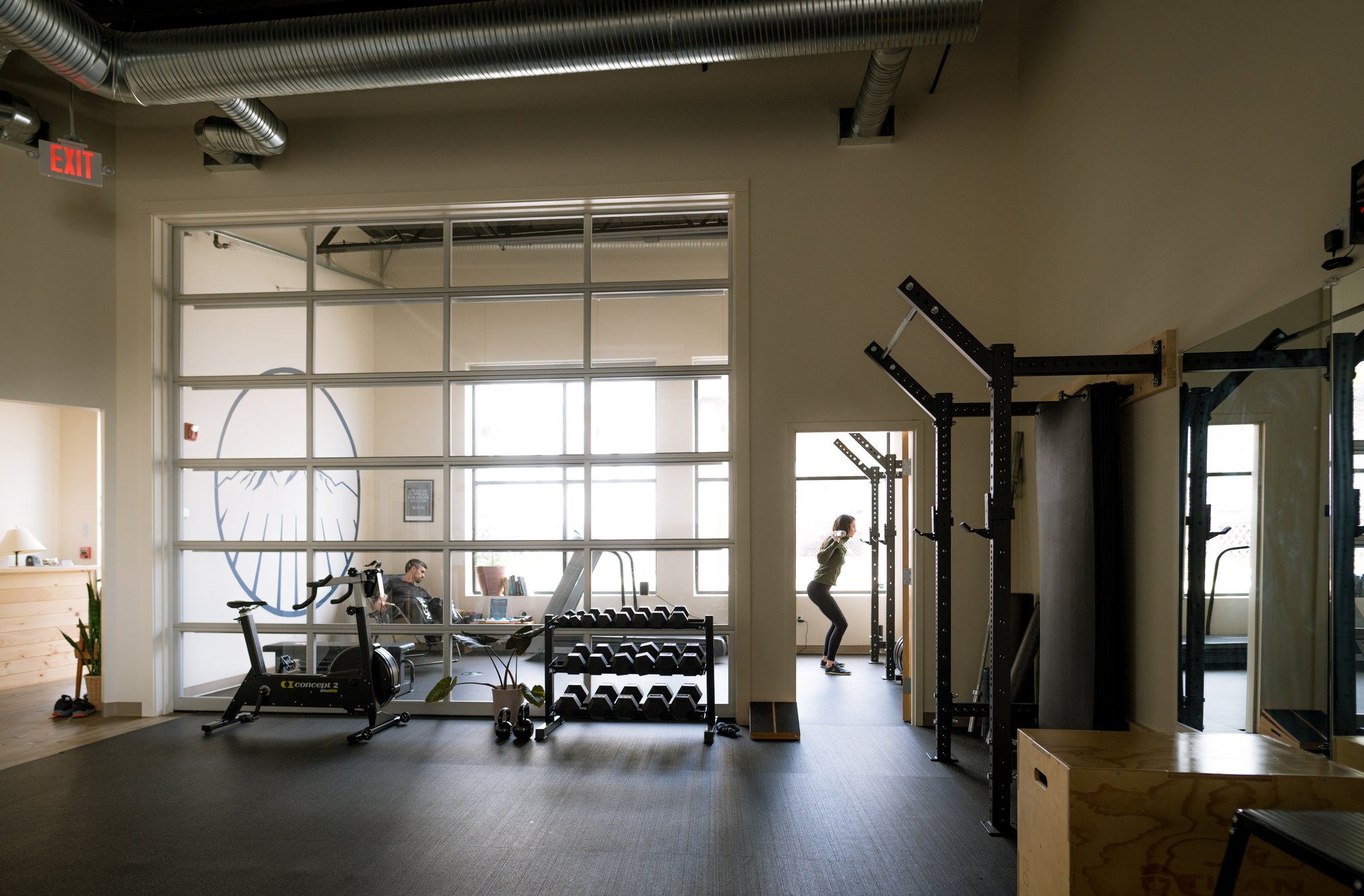 Inside Steady State's gym.